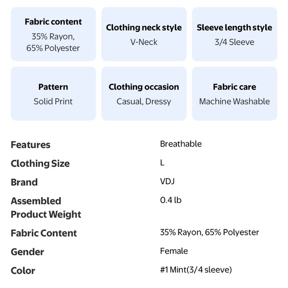 VDJ Autumn Button V-Neck 3/4 sleeve Soft Comfy Dressy Casual Top~Large~NEW - Picture 7 of 8